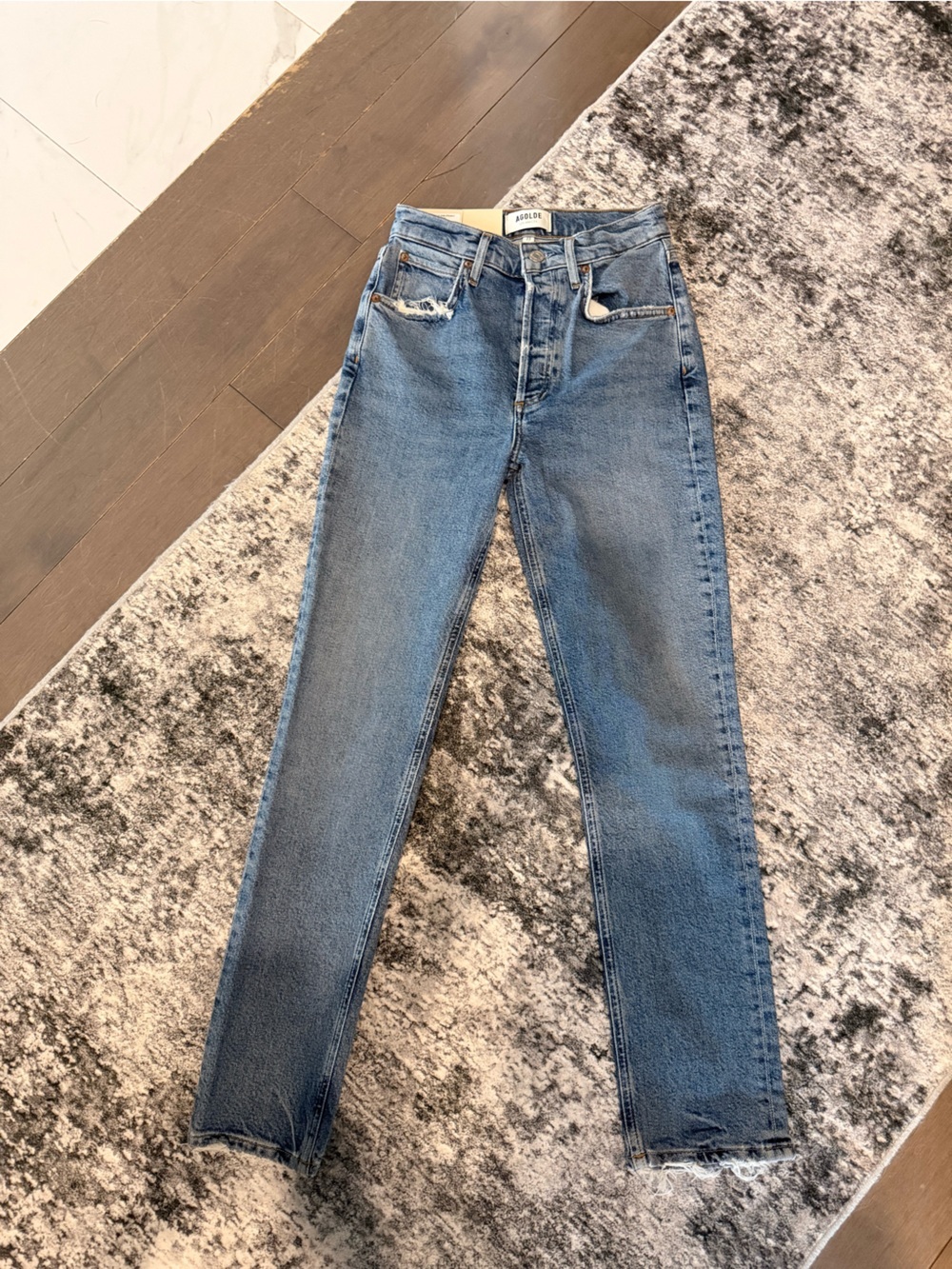 NWT AGOLDE Riley Long High Rise Straight - Cove - Size 23